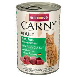 12x400g Adult bœuf, dinde, lapin Animonda Carny - Pâtée pour chat