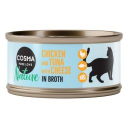 24x70g Cosma Nature poulet, thon, fromage - Pâtée pour chat