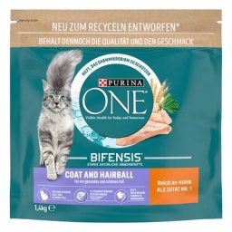 Lot de croquettes PURINA ONE pour chat - Coat & Hairball (2 x 1,4 kg)