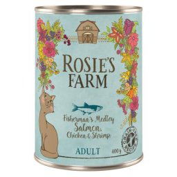 6x400g Adult saumon, poulet, crevettes Rosie's Farm - Pâtée pour chat