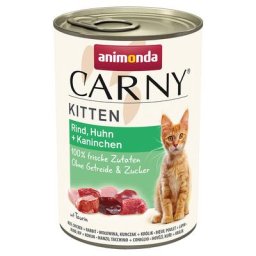 12x400g Animonda Carny Kitten bœuf, poulet & lapin - Pâtée pour chat