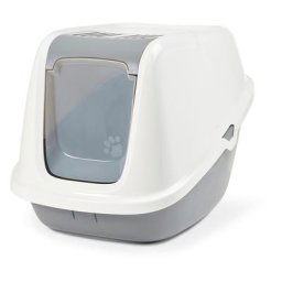 Maison de toilette Savic Nestor Giant pour chat - blanc / gris froid