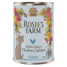 6x400g Senior Senior poulet, saumon Rosie's Farm - Pâtée pour chat