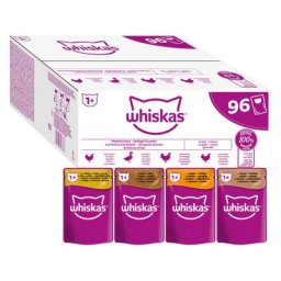 96x85g Whiskas 1+ Sélection de volaille en gelée - Pâtée pour chat
