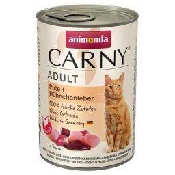 12x400g Adult dinde, foie de poulet Animonda Carny - Pâtée pour chat