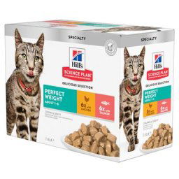 Hill's Science Plan Adult Perfect Weight poulet pour chat - En complément : 12 x 85 g sachets Hill's Science Plan Perfect Weight poulet, saumon