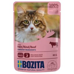 12x85g Bozita Bouchées en sauce bœuf - Sachet pour chat