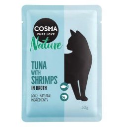 12x50g Cosma Nature thon, crevettes - Pâtée pour chat