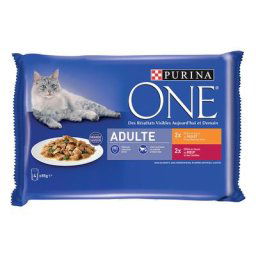 4x85g Adulte poulet, bœuf Purina One - Pâtée pour chat