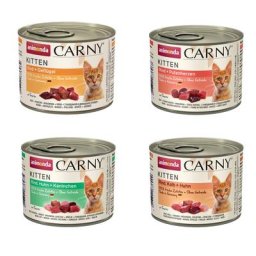 12x200g Kitten 4 variétés (bœuf & volaille) Animonda Carny - Pâtée pour chat