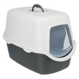 Maison de toilette Trixie Vico avec couvercle pour chat - gris foncé/gris clair