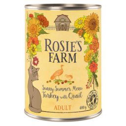 24x400g Adult Édition spéciale dinde, caille Rosie's Farm - Pâtée pour chat