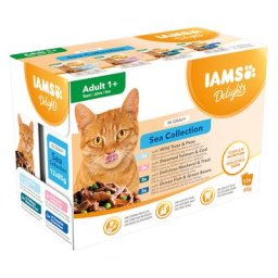 12x85g IAMS Delights Adult lot mixte Mer en sauce - Pâtée pour chat