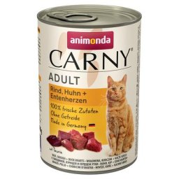 12x400g Animonda Carny Adult poulet, dinde, cœurs de canard - Pâtée pour chat