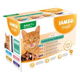 12x85g IAMS Delights Adult lot mixte Terre & mer en gelée - Pâtée pour chat