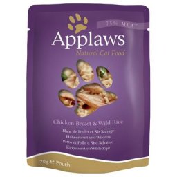 48x70g Applaws Poulet/Riz sauvage Sachets pour chat