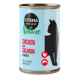 6x140g Cosma Nature poulet, saumon - Pâtée pour chat