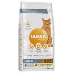 3kg IAMS for Vitality Adult Indoor poulet - Croquettes pour chat