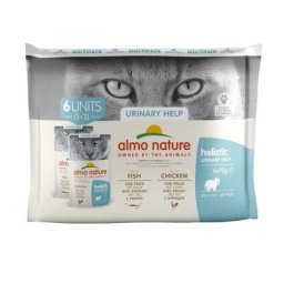 24x70g Urinary Help, lot mixte, poisson, poulet Holistic Almo Nature sachets pour chat