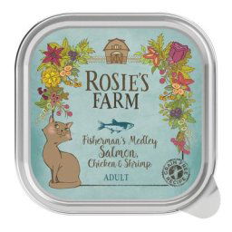 16x100g Adult saumon, poulet, crevettes Rosie's Farm - Pâtée pour chat