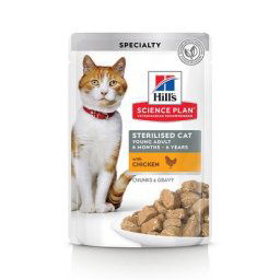 12x85g Young Adult Sterilised Cat poulet Hill's Science Plan - Nourriture pour Chat