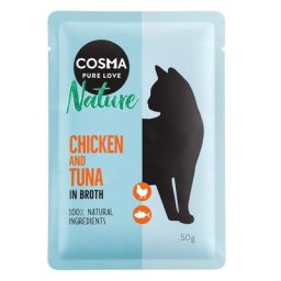 12x50g Cosma Nature blanc de poulet, thon - Pâtée pour chat
