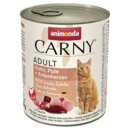 6x800g Adult poulet, dinde et coeur de canard Animonda Carny - Pâtée pour chat