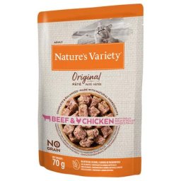 12x70g Nature's Variety Original Paté No Grain, bœuf, poulet - Pâtée pour chat