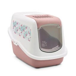 Maison de toilette Savic Nestor motif Flamingo rose / blanc avec des motifs de flamands roses