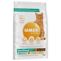 10kg IAMS for Vitality Adult Sterilised poulet - Croquettes pour chat