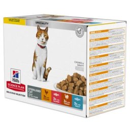 12x85g Young Adult Sterilised poulet, saumon, dinde, truite Hill's Science Plan - Pâtée pour chat