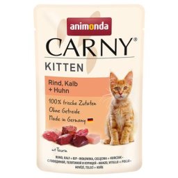 12x85g Kitten bœuf, veau, poulet Animonda Carny - Pâtée pour chat