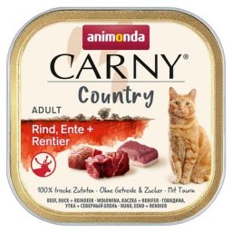 32x100g Country Adult bœuf, canard, renne Animonda Carny - Pâtée pour chat