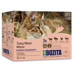 12x85g Bozita Bouchées en gelée lot mixte à la viande - Pâtée pour chat