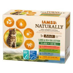 12x85g IAMS Naturally Adult Terre & mer - Pâtée pour chat