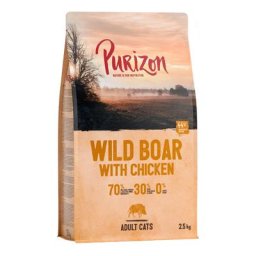 2,5kg Purizon Adult sanglier, poulet sans céréales - Croquettes pour chat