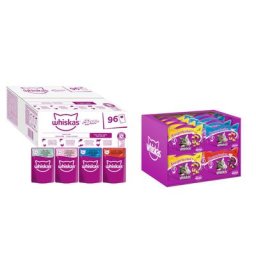Whiskas 1+ 96 x 85 g pour chat + lot mixte Whiskas 16 x 60 g : 15 % de remise ! - DUO Terre & Mer en gelée + lot mixte (3 saveurs)