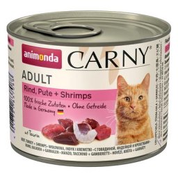 12x200g Animonda Carny Adult bœuf, dinde, crevettes - Pâtée pour chat