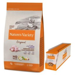 7kg No Grain Sterilised dinde Original Nature's Variety Croquettes pour chat + 22x85g Bouchées : -10 € !