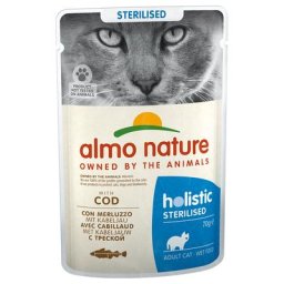 12x70g Sterilised cabillaud Almo Nature Holistic - Pâtée pour chat