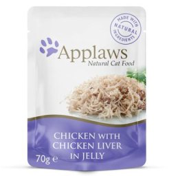 Lot Applaws en gelée 32 x 70 g, sachets pour chat - poulet, foie