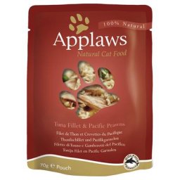12x70g Sélection filet de thon, crevettes Applaws - Nourriture pour Chat