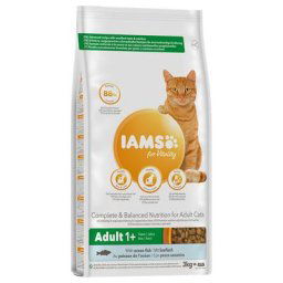 3kg Adult Iams Croquettes pour chat Poisson de mer/poulet