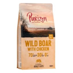 400g Purizon Adult sanglier, poulet sans céréales - Croquettes pour chat