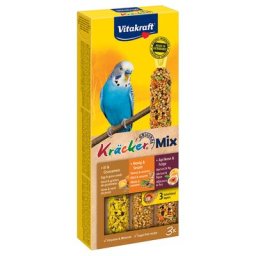 Vitakraft Trio-Mix Crackers pour perruche 3 friandises œuf / abricot / miel