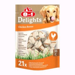 8in1 Delights, poulet, os à mâcher pour chien - taille XS, 2 x 252 g (42 os)