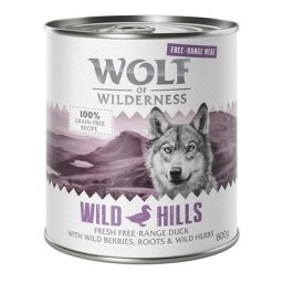 24x800g Free Range : Wild Hills - canard élevé en liberté Wolf of Wilderness nourriture humide pour chien