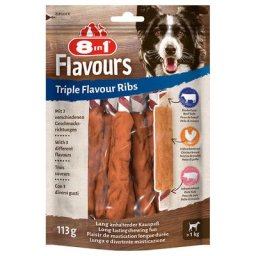 8in1 Triple Flavour Ribs Côtes à mâcher pour chien - 6 bâtonnets à mâcher