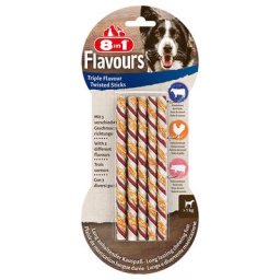 10 bâtonnets torsadés à mâcher Triple Flavour 8in1 Friandises pour chien : -15 % !