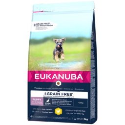 2x3kg Eukanuba Grain Free Puppy Small / Medium Breed poulet - Croquettes pour chien